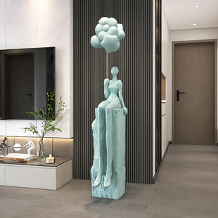 意式 饰轻奢高级感工艺品 极简抽象人物雕塑摆件客厅壁龛玄关落地装