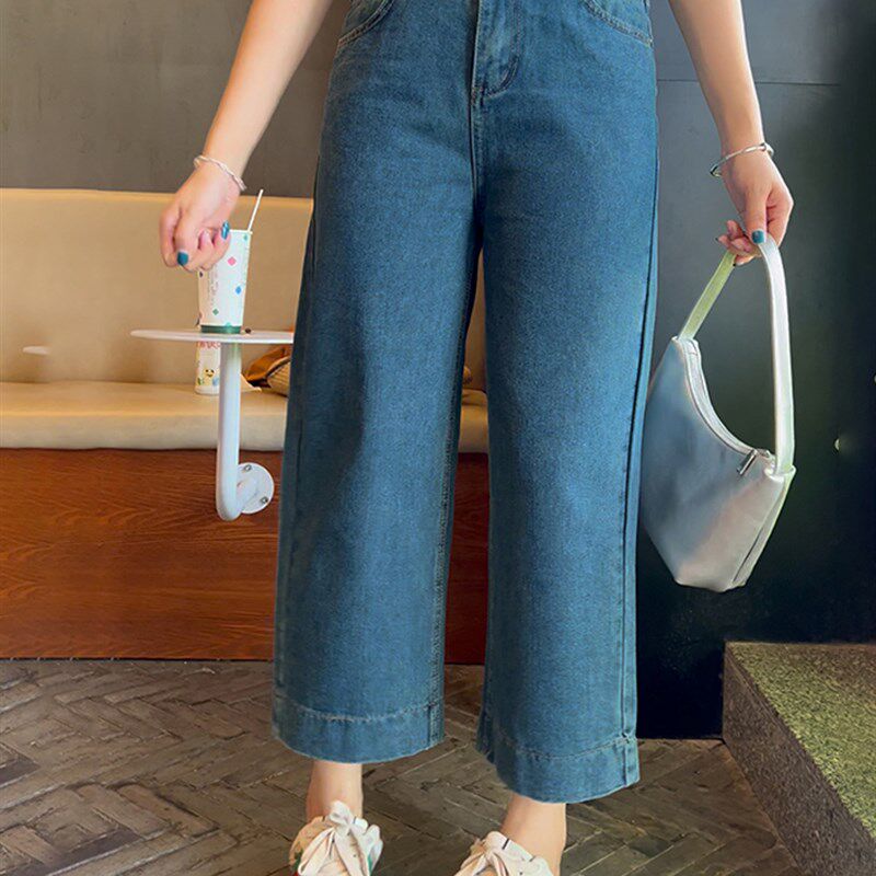 宽松阔版牛仔裤女大码胖妹妹mm梨形身材2024年夏季新款阔腿九分裤