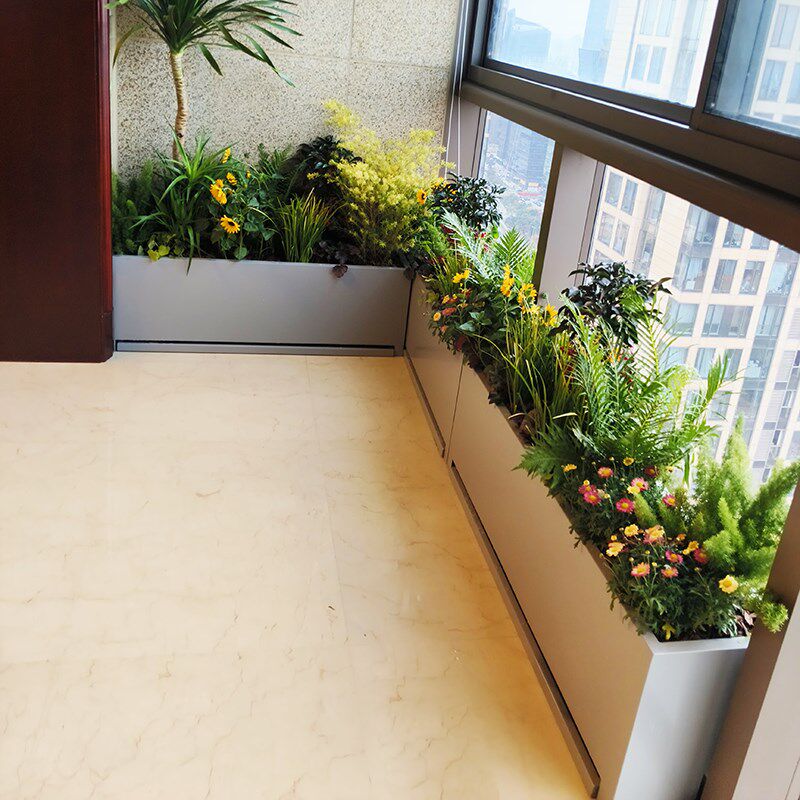 不锈钢种植花箱组合带接水盘室内外阳台金属花盆庭院成品花池定制