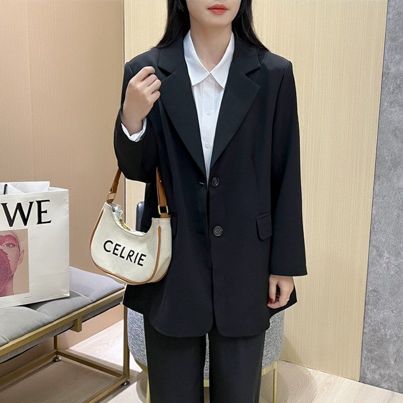 大码西装外套女200斤显瘦胖mm2023新款春秋宽松 职业休闲西服外套