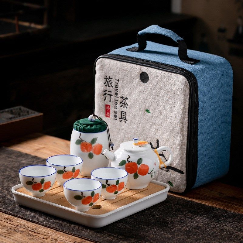日式旅行茶具套装便携户外家用手绘陶瓷泡茶壶功夫茶杯茶叶罐茶盘,餐饮具,旅行茶具,淘宝优惠券,粉丝福利购,淘宝优惠卷