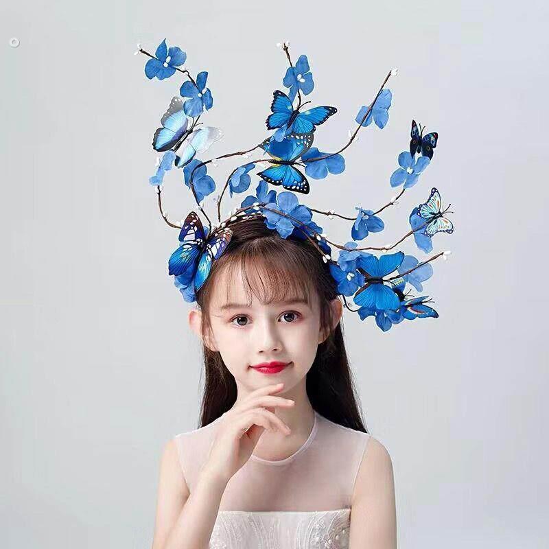 六一儿童节彩色蝴蝶细发箍年会派对宴会舞台新娘头饰自拍海边发饰