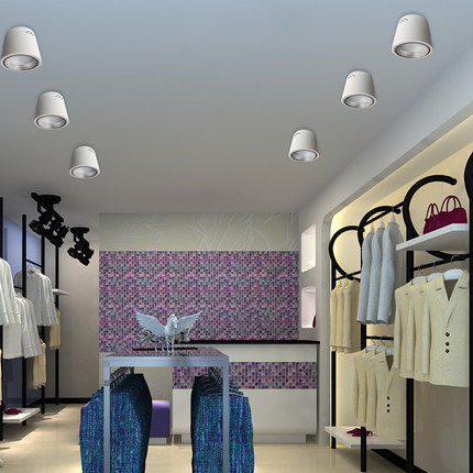 led明装筒灯圆形免开孔服装店商场鞋店客厅过道玄关灯4寸12W