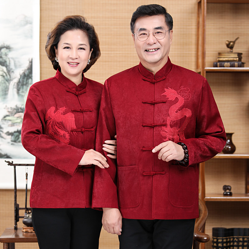 春秋季唐装女情侣外套中年中国风爸爸妈妈生日衣服爷爷奶奶夹克