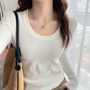 灰色毛衣女秋冬季2023新款圆领内搭衣内搭高级感低领修身针织上衣