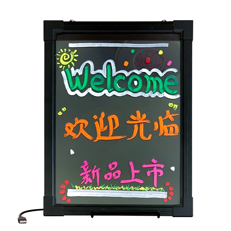 led桌面立式电子发光荧光板广告牌 手写小黑板夜市摆摊专用展示牌