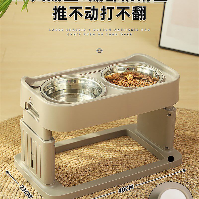 狗碗狗食盆金毛喝水不锈钢狗盆防打翻护颈高度可调饭盆宠物大全