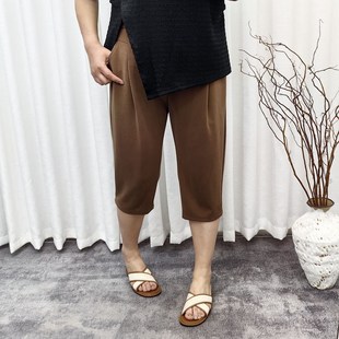 夏天裤子大码胖mm薄款显瘦垂坠感弹力高腰直筒休闲凉凉裤七分裤女