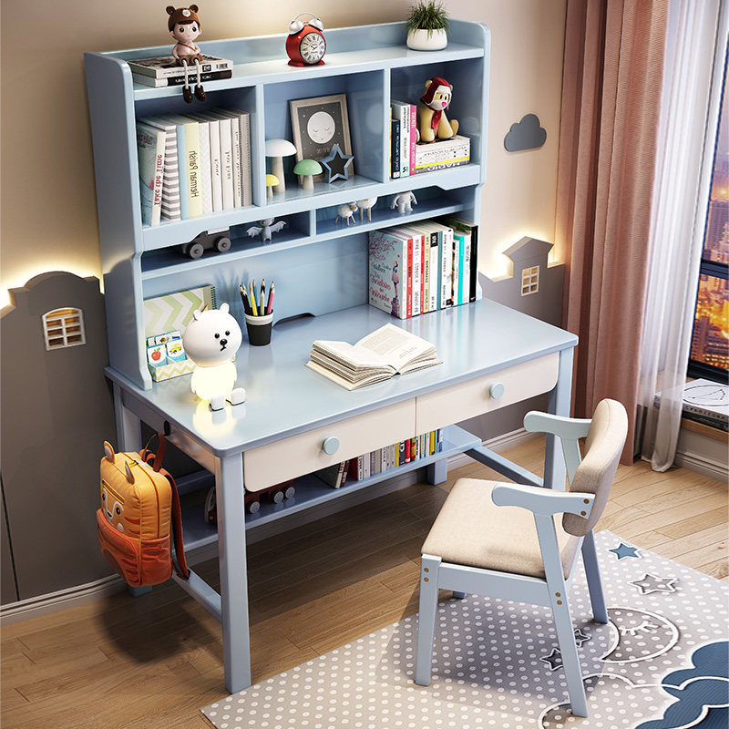 全实木书桌书架一体电脑桌小学生写字桌家用卧室儿童学习桌椅套装,住宅家具,儿童学习桌,淘宝优惠券,粉丝福利购,淘宝优惠卷