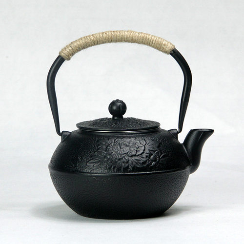 1200ml铁茶壶素雅牡丹色带过滤网日式煮水泡茶家用养生铸铁壶茶具