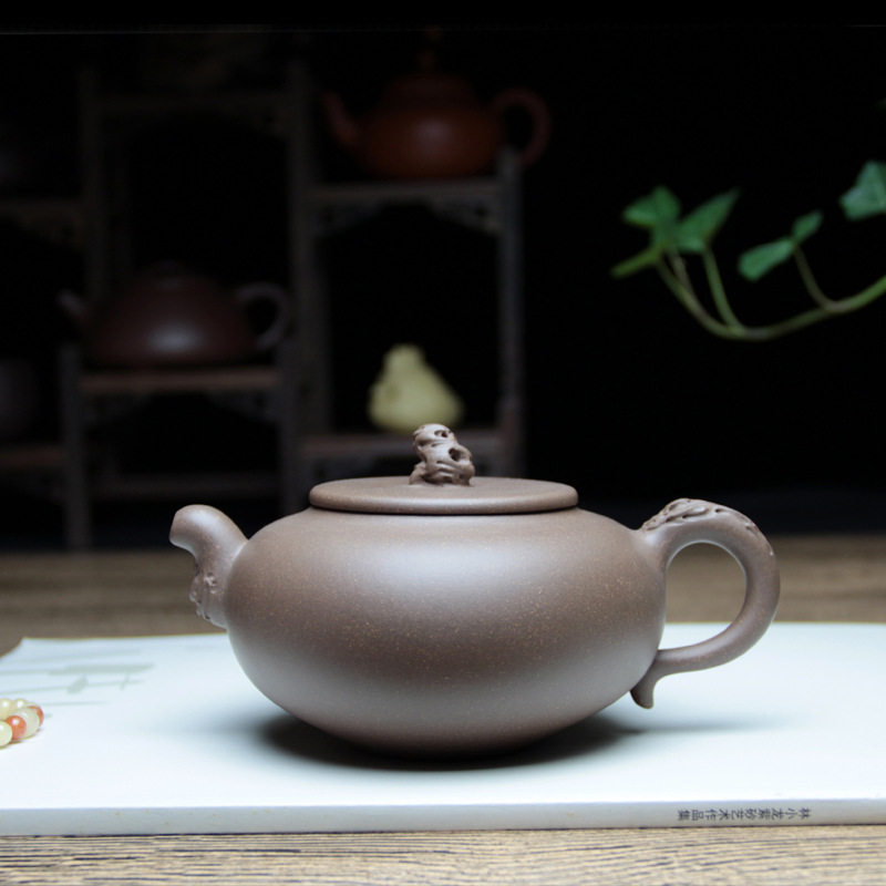 宜兴薄胎老段泥紫砂壶太湖石纯手工名家云青大容量茶壶茶具 350ml
