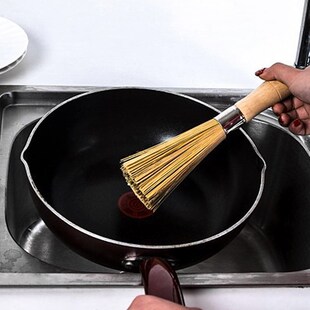 小号天然竹子椰棕洗锅刷加长清洁刷除油神器竹刷把不沾油洗碗刷子