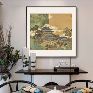 仙山楼阁新中式装饰画禅意山水国画酒店别墅客厅书房茶室玄关挂画