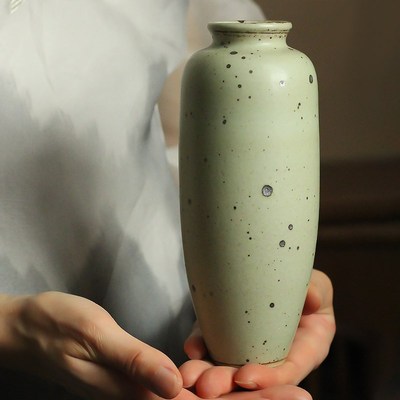 素功瑾礼手工粗陶小花瓶日式桌面摆件插花花器水培花插居家简约器