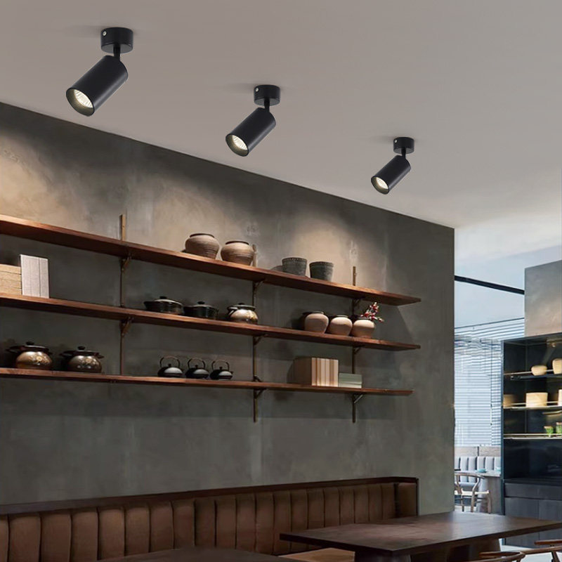 LED明装射灯可调角度单个家用背景墙小吸顶式聚光射灯天花板灯筒,家装灯饰光源,明装射灯,淘宝优惠券,粉丝福利购,淘宝优惠卷