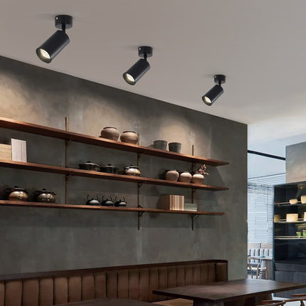 LED明装射灯可调角度单个家用背景墙小吸顶式聚光射灯天花板灯筒