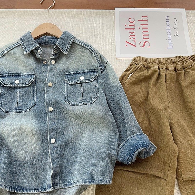 儿童软牛仔外套2024年秋季新款中大童翻领外套男女童牛仔衬衣洋气,童装/婴儿装/亲子装,儿童牛仔衬衫,淘宝优惠券,粉丝福利购,淘宝优惠卷