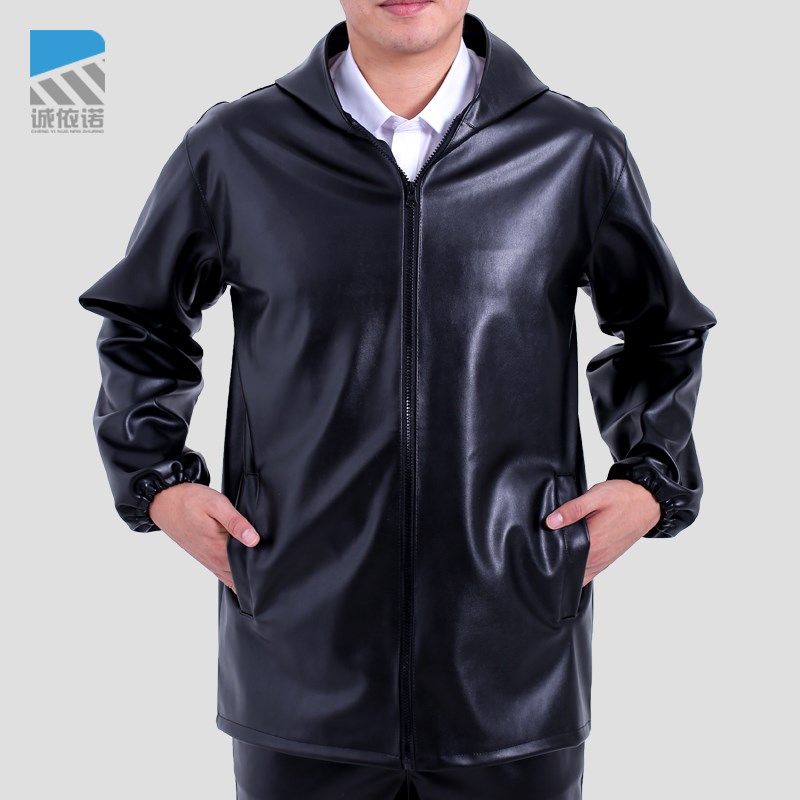 皮衣男春款薄款连帽pu外套防油防水耐磨干活穿外卖骑行代驾劳保服,男装,皮衣,淘宝优惠券,粉丝福利购,淘宝优惠卷