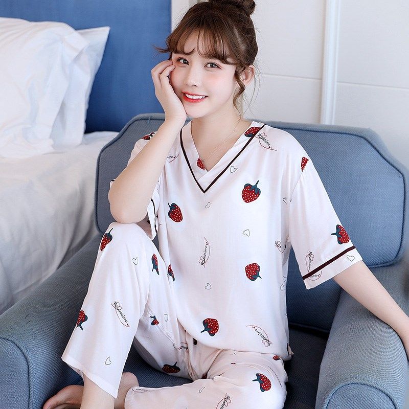 2024年新款夏天棉绸睡衣女夏季套装短袖可爱薄款绵绸春秋款家居服,女士内衣/男士内衣/家居服,睡衣/家居服套装,淘宝优惠券,粉丝福利购,淘宝优惠卷