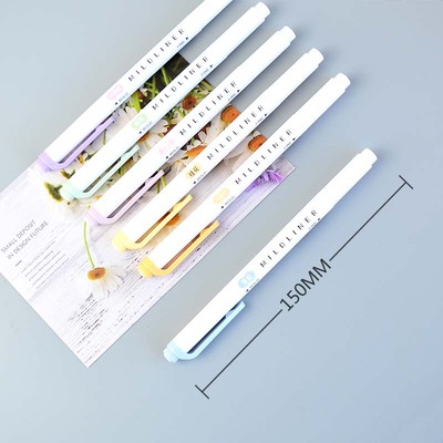 超时荧光标记笔 学生用双头暗色系荧光笔可爱套装6色划重点标记笔