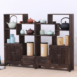 烧桐木客厅落地柜玄关隔断摆件多宝阁展示柜中式复古古董置物架