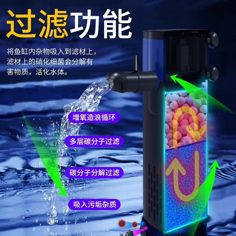 sqg鱼缸过滤器内置三合一净水循环系统静音小型抽水泵增氧过滤泵,宠物/宠物食品及用品,过滤设备,淘宝优惠券,粉丝福利购,淘宝优惠卷