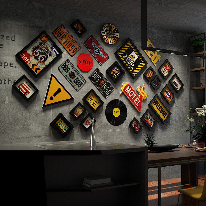 清吧小吃酒馆场景布置相框复古工业风楼梯墙装饰饭店烧烤创意挂件,家居饰品,相框/画框,淘宝优惠券,粉丝福利购,淘宝优惠卷