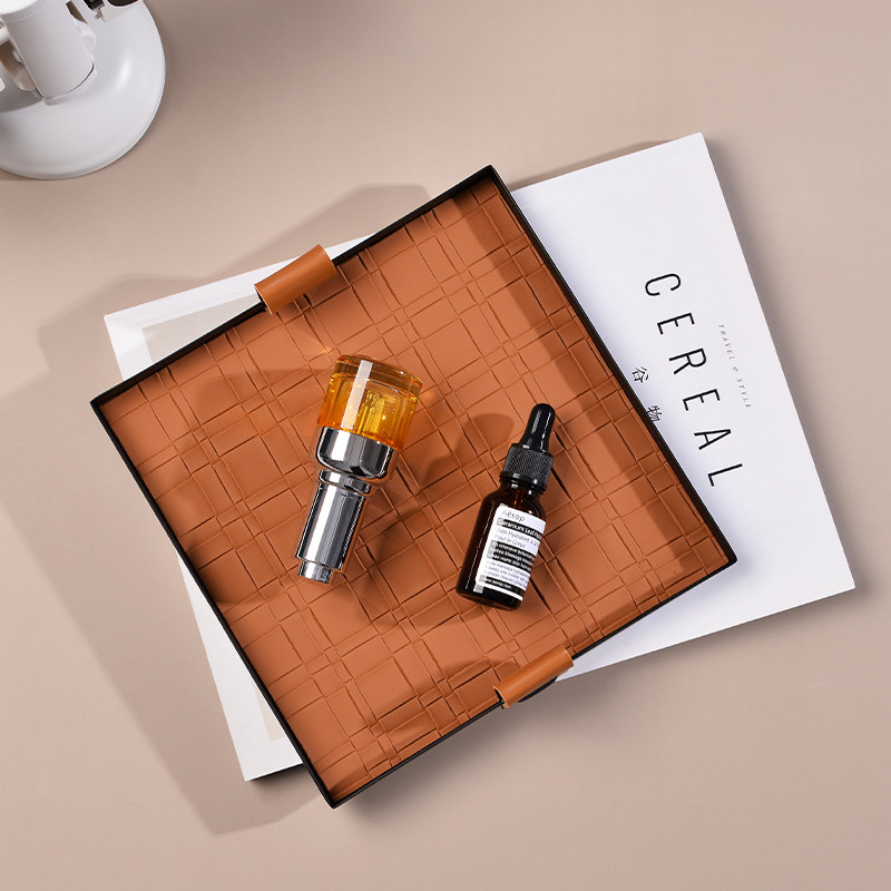 轻奢皮革纹编织纹金属香薰托盘桌面化妆品玄关钥匙收纳盘软装饰品,家居饰品,香薰托盘,淘宝优惠券,粉丝福利购,淘宝优惠卷