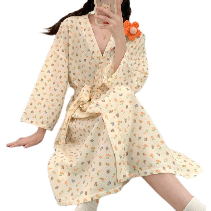春秋长袖睡袍女士日式甜美可爱棉纱睡裙长款浴袍性感宽松家居服夏,女士内衣/男士内衣/家居服,睡袍/浴袍,淘宝优惠券,粉丝福利购,淘宝优惠卷