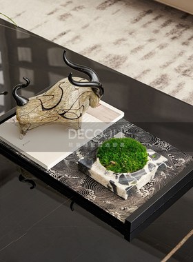 邸高家居牛运亨通招财牛摆件新中式软装搭配家具展厅沙发茶几装饰