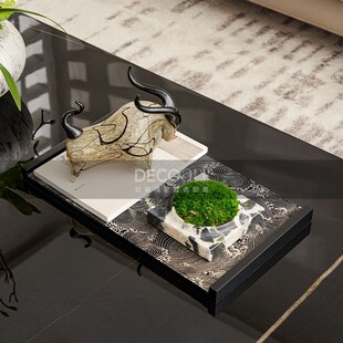 邸高家居牛运亨通招财牛摆件新中式软装搭配家具展厅沙发茶几装饰