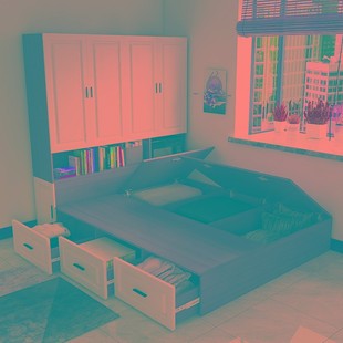 榻榻米床衣柜一体组合小户型卧室实木靠墙儿童房次卧床带柜子套装