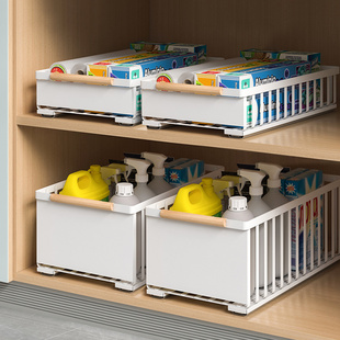 厨房调料品置物架抽拉式橱柜拉篮下水槽抽屉式滑轨收纳单层加深柜