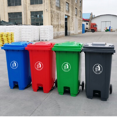 兰诗户外环卫大号垃圾桶 物业小区楼道酒店带轮脚踏垃圾桶 带盖