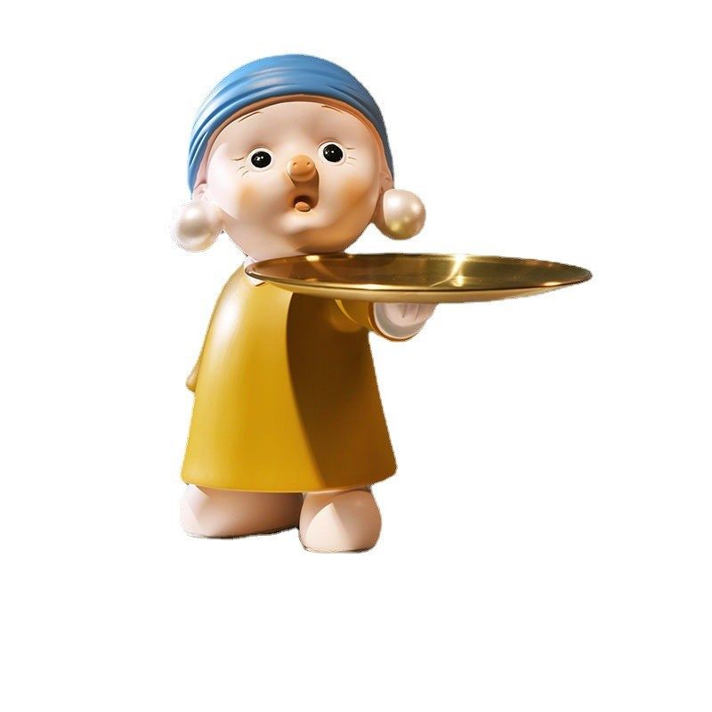 带珍珠耳环少女桌面摆件创意艺术玄关钥匙收纳进门托盘装饰品家居,家居饰品,装饰摆件,淘宝优惠券,粉丝福利购,淘宝优惠卷