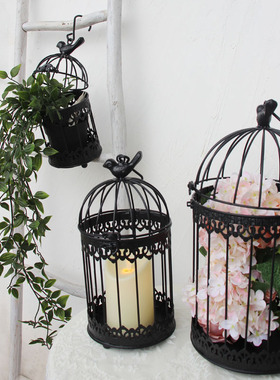 黑色鸟笼装饰婚庆婚礼多肉花架挂饰绿植家居饰品阳台庭院摆件铁艺