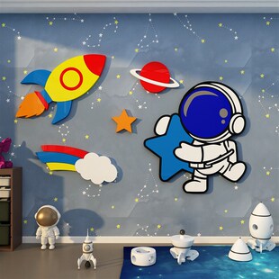 网红宇宙航员天花板悬吊式 饰男孩卧室画 天花板儿童房间布置墙面装