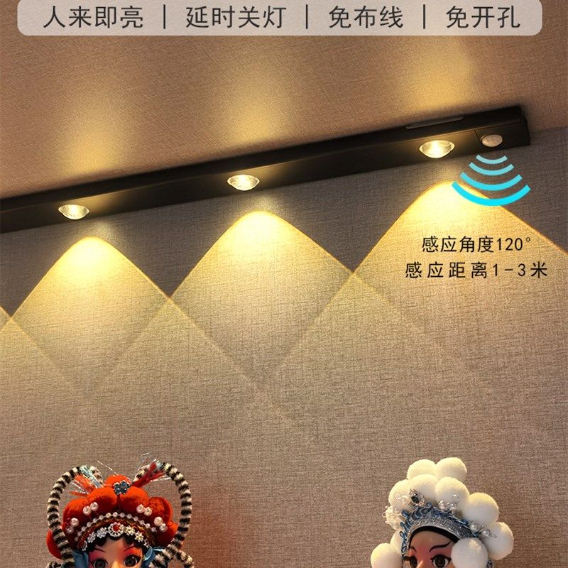 猫眼智能感应灯带自粘无线人体充电酒柜灯免接线玄关鞋柜led灯条,家装灯饰光源,橱柜灯,淘宝优惠券,粉丝福利购,淘宝优惠卷