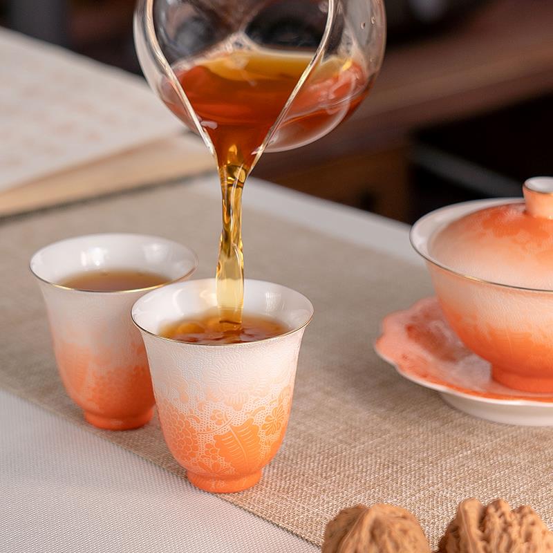 古帛扒花 品茗杯《十二花神》景德镇制手工高档茶具礼盒 功夫茶杯