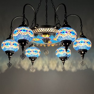 2023新款土耳其手工马赛克玻璃特色餐厅包间酒店民宿波西米亚吊灯