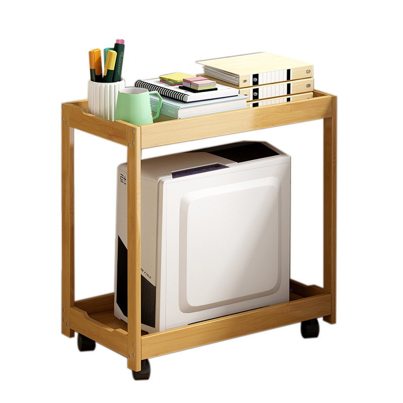 台式电脑主机托架实木多层移动托盘机箱底座收纳架打印机置物架子