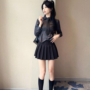 衬衫女收腰长袖短袖jk制服套装秋冬学院风修身显瘦内搭白色衬衣女