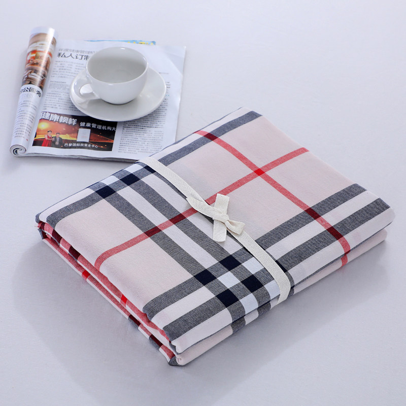 纯棉水洗棉格子全棉被套酒店民宿单件纯白简约单人双人被罩