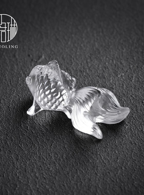 爱洛琳 手工迷你琉璃茶宠茶道零配 茶盘摆件创意金鱼简约茶台饰品