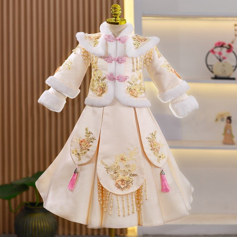 女童汉服秋冬装儿童装冬季唐装2024新款套装拜年新年古风过年衣服