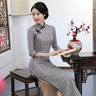 旗袍2023年新款年轻款少女中国风复古改良版中袖气质长款显瘦优雅