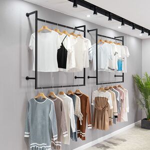 服装店展示架上墙男女装童装店壁挂式衣服架双层侧挂货架家用卧室