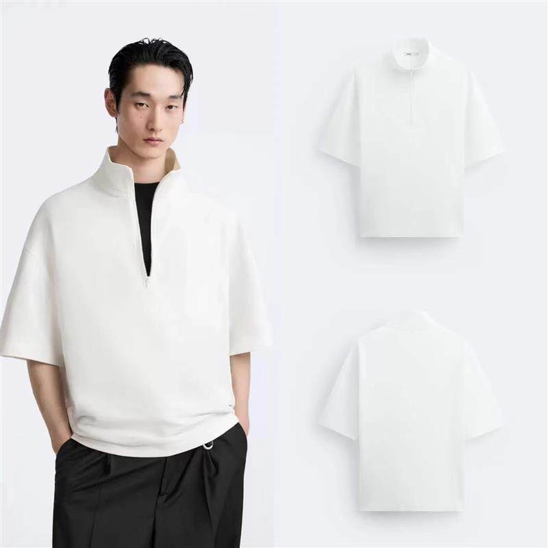 2024夏季新品男装黑色半拉链领短袖卫衣POLO衫上衣潮 2795310 800