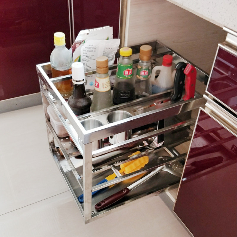 定做304不锈钢抽屉式拉篮置物架调味篮厨房橱柜地柜碗碟篮定制,厨房/烹饪用具,厨房置物架/置物柜/角架,淘宝优惠券,粉丝福利购,淘宝优惠卷
