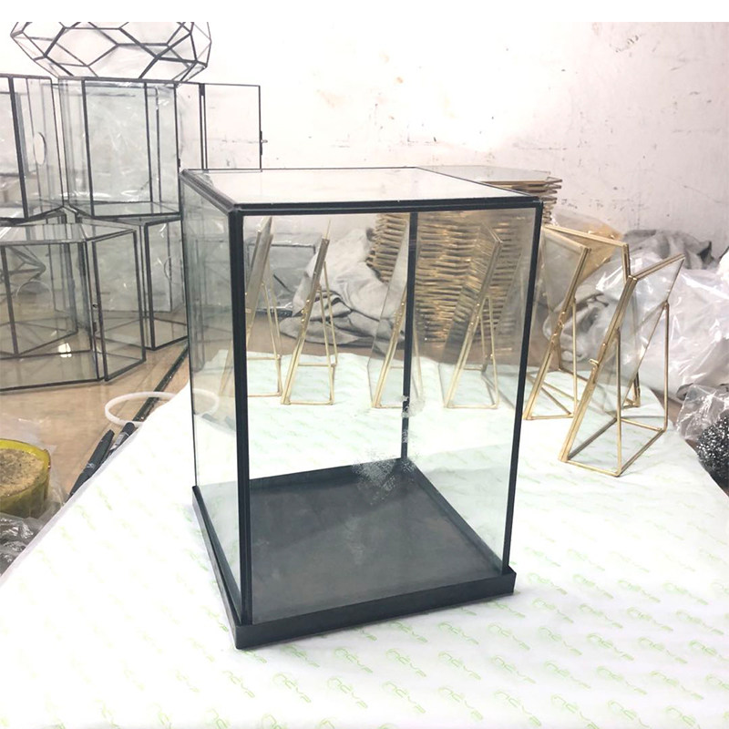轻奢玻璃罩子展示盒展会柜台工艺品防尘样板房间铜底座装饰品摆件